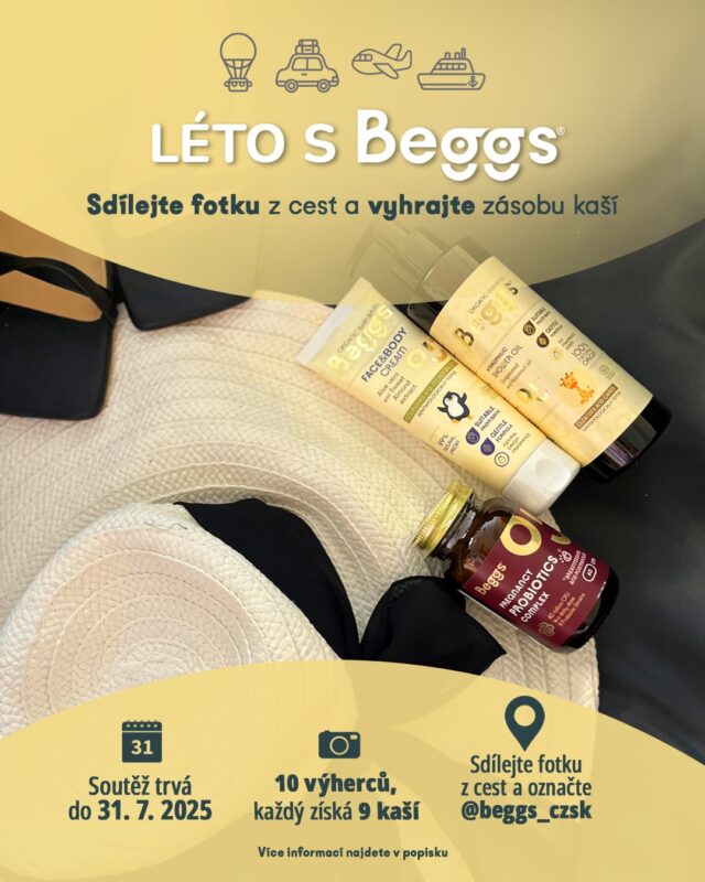 Léto s Beggs = hrajeme o kaše! ☀️
Kamkoliv vyrazíte, vezměte Beggs s sebou – a můžete vyhrát zásobu oblíbených kaší! 😍 Šance na výhru je skutečně velká, losujeme totiž 10 výherců!

🎁 Co můžete vyhrát?
Balíček 9 kaší (3x 🍎 + 3x 🍌 + 3x 🍪)

✨ Jak se zapojit?
➡ Vyrazte na výlet, dovolenou, do parku, do ZOO nebo třeba k babičce – kamkoliv.
➡ Pořiďte fotku nebo video, na kterém je vidět, že s vámi cestuje Beggs.
➡ Sdílejte ho ve stories (s naší šablonou- ve výběru Léto s Beggs), jako post nebo reels.
➡ Označte nás @beggs_czsk nebo použijte naši šablonu (najdete ji ve stories)
➡ Nezapomeňte na #letosbeggs

Máte čas do 31. července

🏆 Kdy se losuje?
Výherce vybereme v prvním srpnovém týdnu – sledujte nás, ať vám nic neuteče!

Těšíme se na vaše léto plné dobrodružství… a kaší! 🍓🌞

#soutez #leto #letovcesku #dovolena #dovolenasdetmi #travelhacks #akce #kamsdetmi #vyletypocesku #sdetminacestach #sdetmivenku #tipynavylet #soutezime #vyhrajto #ceskeleto #kamnavylet